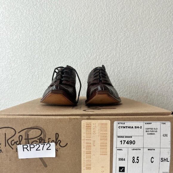 Rod Patrick Womens Lace Up Shoes 8.5 Brown Caiman Exotic Western Boots Loafers - Picture 10 of 11